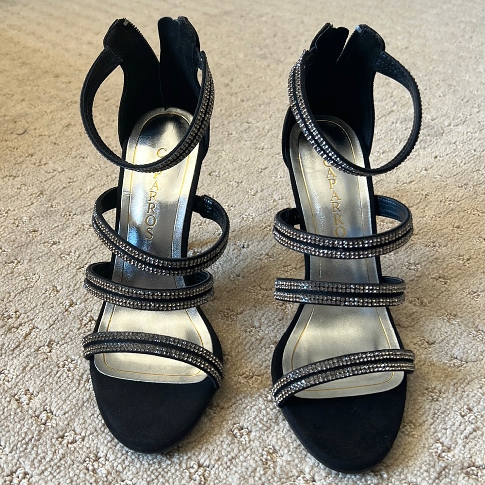 Caparros black suede strappy heel